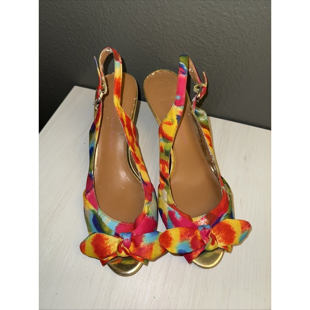 Etienne Aigner Hadley New Womens Slingback Floral Peep Toe Pumps Heel Shoes 8.5M